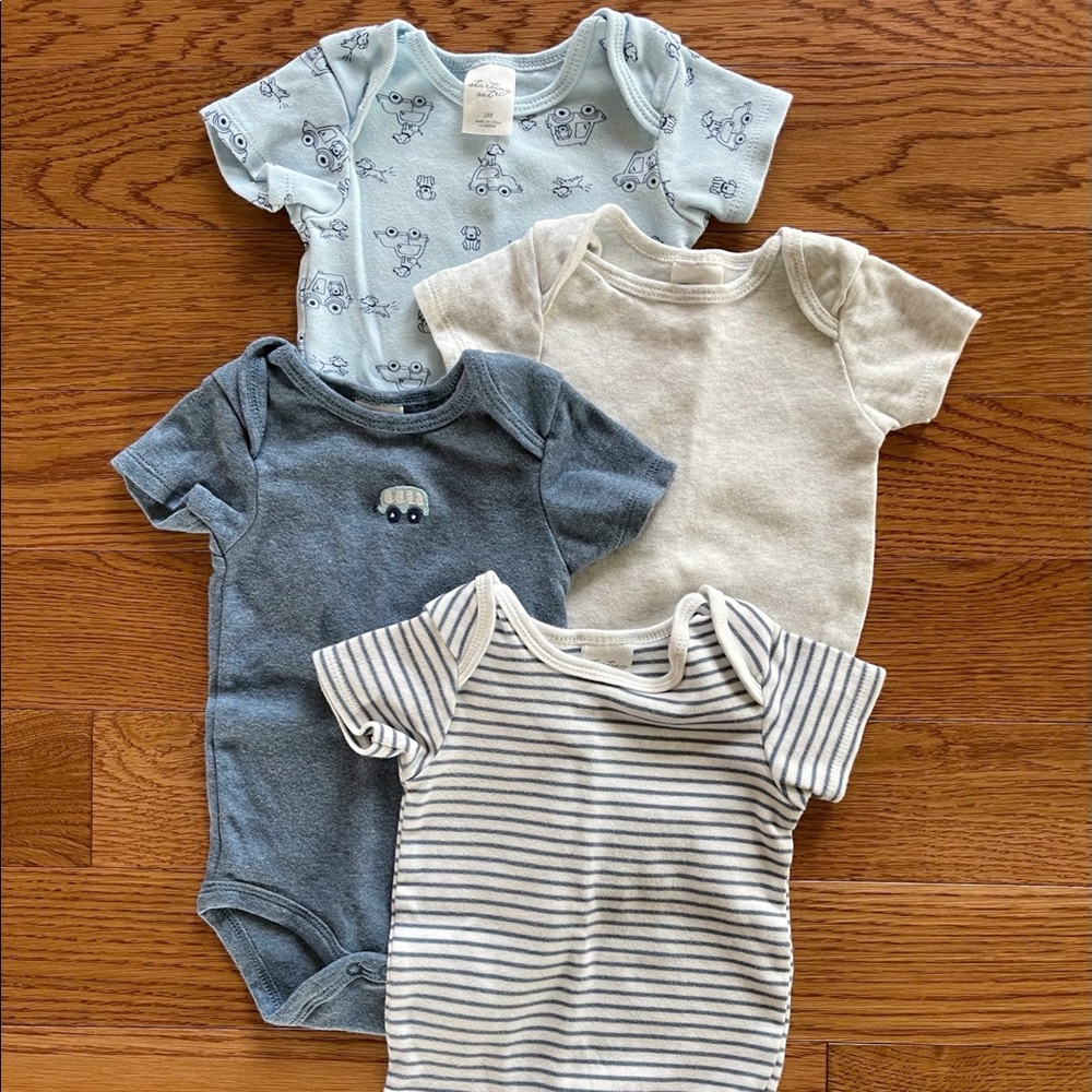 4-Pack Boy’s Blue and Gray Onesies